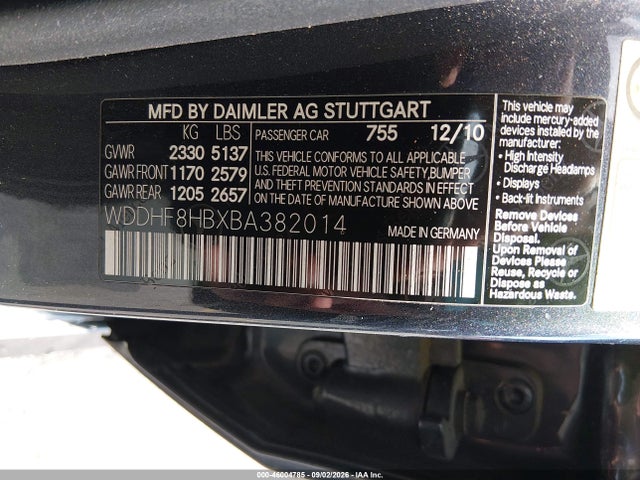 Продажа на аукционе авто 2011 Mercedes-benz E 350 4matic, vin: WDDHF8HBXBA382014, номер лота: 46004785