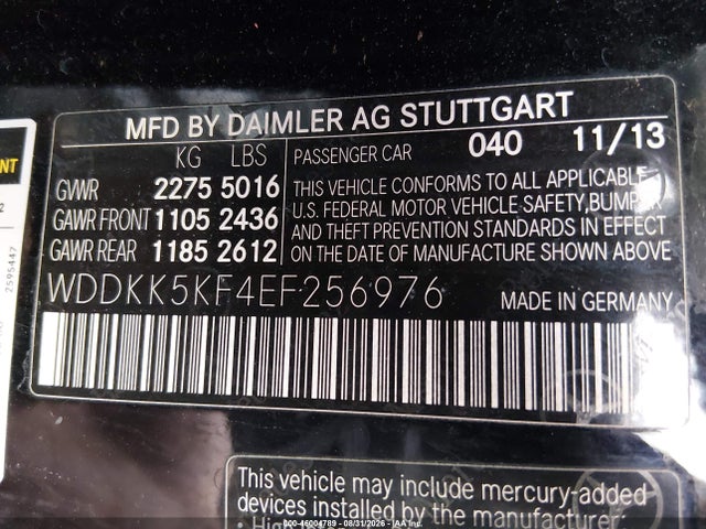 46004789 :رقم المزاد ، WDDKK5KF4EF256976 vin ، 2014 Mercedes-benz E 350 مزاد بيع