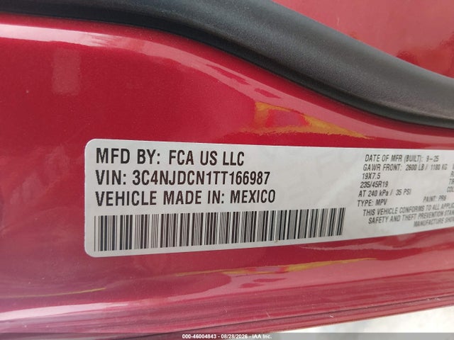 46004843 :رقم المزاد ، 3C4NJDCN1TT166987 vin ، 2026 Jeep Compass Limited Altitude مزاد بيع