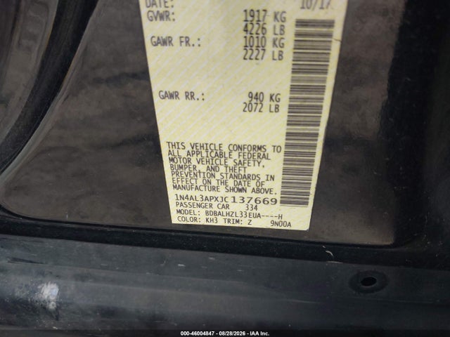 Продажа на аукционе авто 2018 Nissan Altima 2.5 Sr, vin: 1N4AL3APXJC137669, номер лота: 46004847