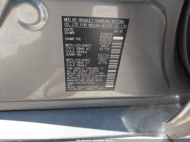 Auction sale of the 2016 Nissan Rogue Sv, vin: KNMAT2MT3GP714492, lot number: 46004876