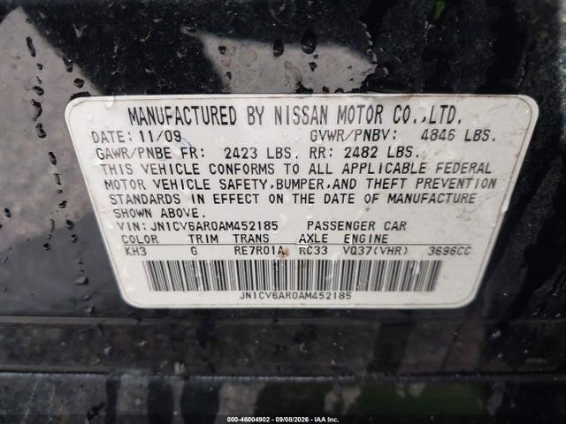 Продажа на аукционе авто 2010 Infiniti G37x, vin: JN1CV6AR0AM452185, номер лота: 46004902
