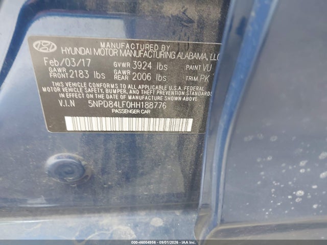 Продаж на аукціоні авто 2017 Hyundai Elantra Se, vin: 5NPD84LF0HH188776, номер лоту: 46004956