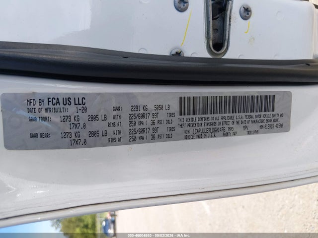 Aukcja sprzedaży 2020 Jeep Cherokee Latitude Plus Fwd, vin: 1C4PJLLB7LD601476, numer aukcji: 46004980