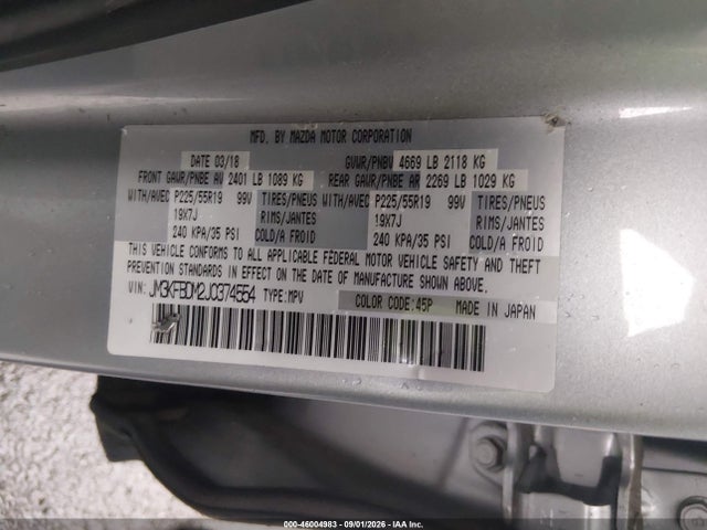 Aukcja sprzedaży 2018 Mazda Cx-5 Grand Touring, vin: JM3KFBDM2J0374554, numer aukcji: 46004983