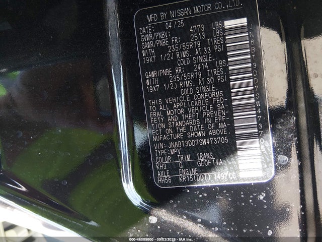 JN8BT3DD7SW473705 Nissan Rogue Platinum Intelligent Awd