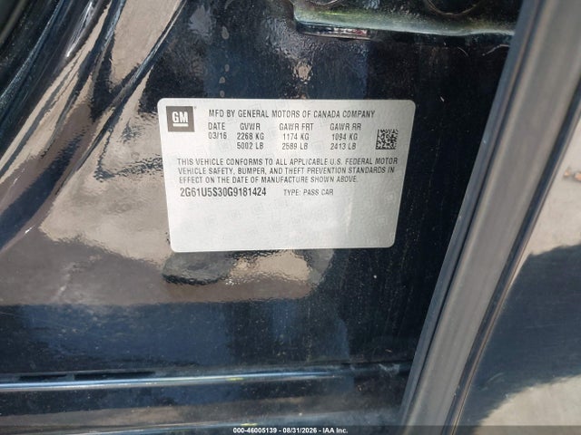 46005139 :رقم المزاد ، 2G61U5S30G9181424 vin ، 2016 Cadillac Xts W20 Livery Package مزاد بيع