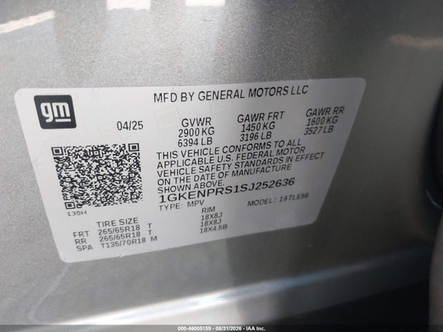 Продаж на аукціоні авто 2025 Gmc Acadia Awd At4, vin: 1GKENPRS1SJ252636, номер лоту: 46005159