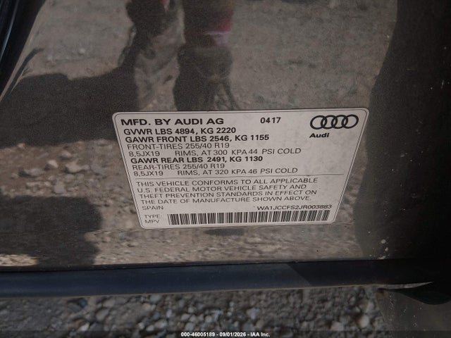 Продаж на аукціоні авто 2018 Audi Q3 2.0t Premium/2.0t Sport Premium, vin: WA1JCCFS2JR003883, номер лоту: 46005189