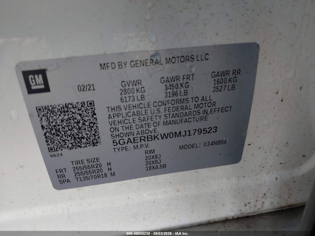 Aukcja sprzedaży 2021 Buick Enclave Fwd Essence, vin: 5GAERBKW0MJ179523, numer aukcji: 46005238