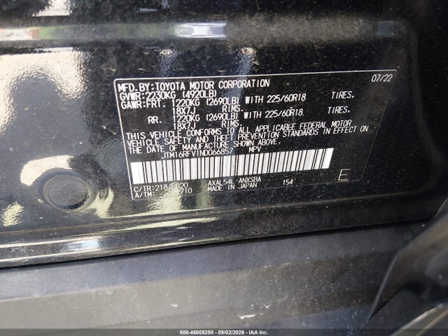 Продаж на аукціоні авто 2022 Toyota Rav4 Hybrid Se, vin: JTM16RFV1ND066857, номер лоту: 46005250