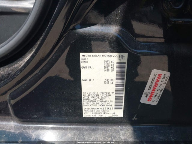 Продаж на аукціоні авто 2021 Nissan Altima Sv Fwd, vin: 1N4BL4DVXMN413913, номер лоту: 46005289