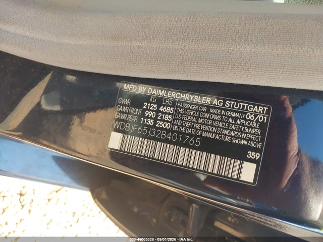 Продажа на аукционе авто 2002 Mercedes-benz E 320 Special Edition, vin: WDBJF65J32B401765, номер лота: 46005328