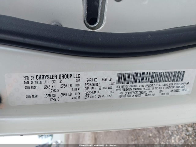 2013 Dodge Journey Sxt მანქანა იყიდება აუქციონზე, vin: 3C4PDCBG9DT565015, აუქციონის ნომერი: 46005352