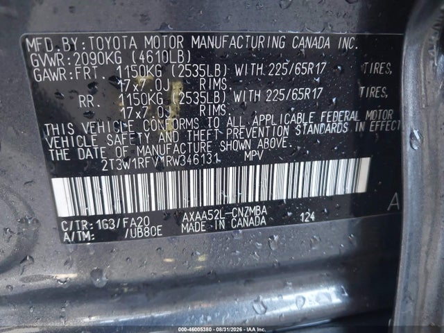 Продаж на аукціоні авто 2024 Toyota Rav4 Xle, vin: 2T3W1RFV1RW346131, номер лоту: 46005380