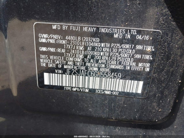 JF2SJAFC6GH558459 Subaru Forester 2.5i Premium