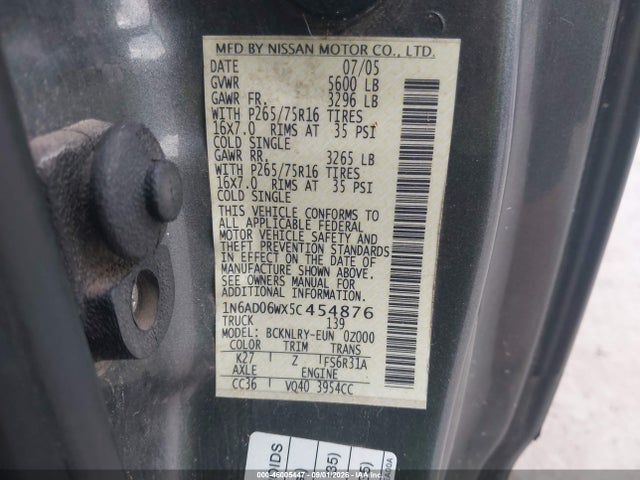 46005447 :رقم المزاد ، 1N6AD06WX5C454876 vin ، 2005 Nissan Frontier Nismo Off Road مزاد بيع