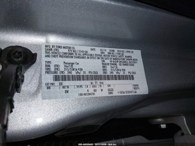 Ford FOCUS SE 2014 1FADP3K26EL321551 Image 9