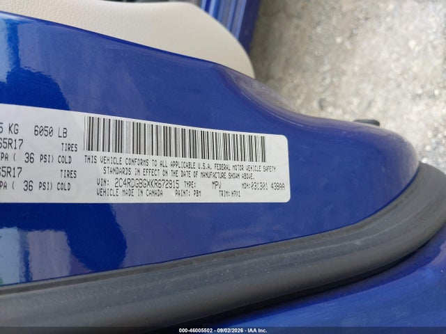 Aukcja sprzedaży 2019 Dodge Grand Caravan Se, vin: 2C4RDGBGXKR672915, numer aukcji: 46005502