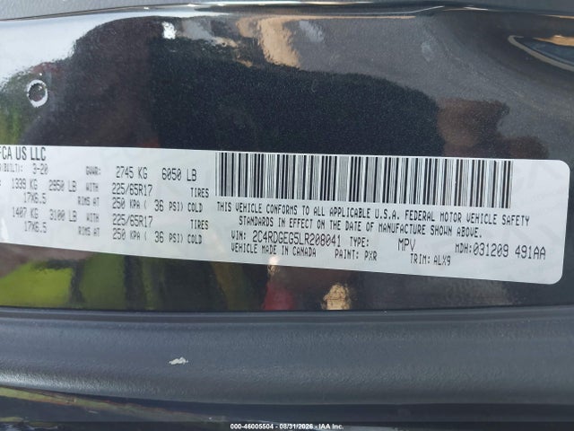 Продаж на аукціоні авто 2020 Dodge Grand Caravan Gt, vin: 2C4RDGEG5LR208041, номер лоту: 46005504