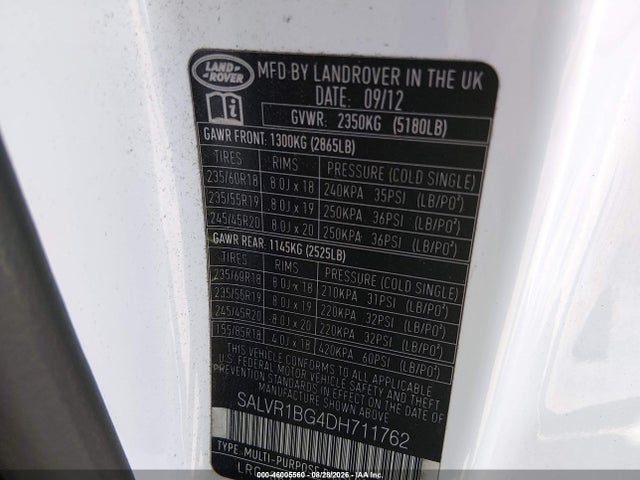 Продажа на аукционе авто 2013 Land Rover Range Rover Evoque Pure Plus, vin: SALVR1BG4DH711762, номер лота: 46005560