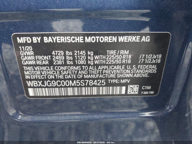 Продаж на аукціоні авто 2021 Bmw X1 Xdrive28i, vin: WBXJG9C00M5S78425, номер лоту: 46005629