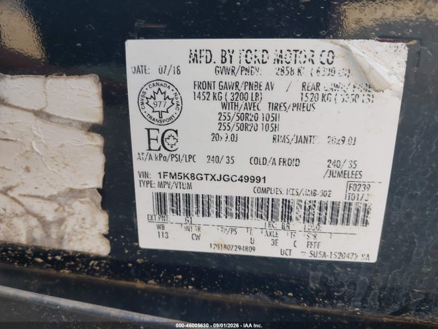 Продажа на аукционе авто 2018 Ford Explorer Sport, vin: 1FM5K8GTXJGC49991, номер лота: 46005630