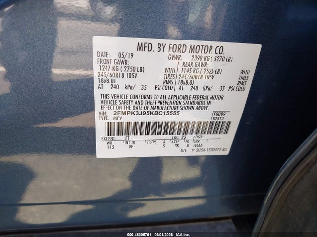 Ford EDGE SEL 2019 2FMPK3J95KBC15555 Image 9