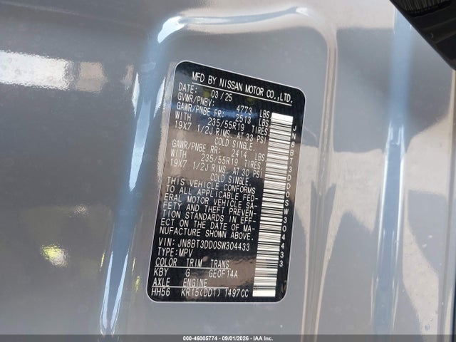 46005774 :رقم المزاد ، JN8BT3DD0SW304433 vin ، 2025 Nissan Rogue Platinum Intelligent Awd مزاد بيع