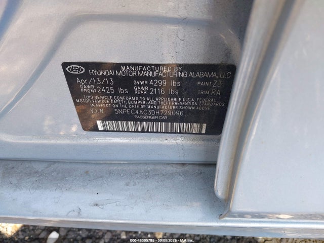 Продажа на аукционе авто 2013 Hyundai Sonata Limited, vin: 5NPEC4AC3DH729096, номер лота: 46005785