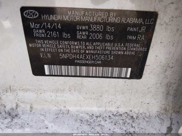 Aukcja sprzedaży 2014 Hyundai Elantra Se, vin: 5NPDH4AEXEH506134, numer aukcji: 46005810