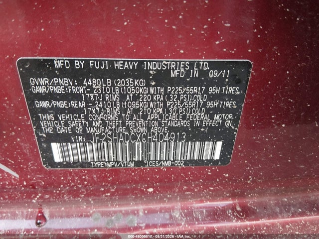 Продажа на аукционе авто 2012 Subaru Forester 2.5x Premium, vin: JF2SHADCXCH404913, номер лота: 46005817
