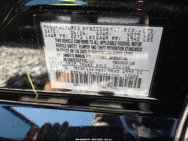 Продажа на аукционе авто 2026 Nissan Sentra Sv, vin: 3N1AB9CV5TY307901, номер лота: 46005819