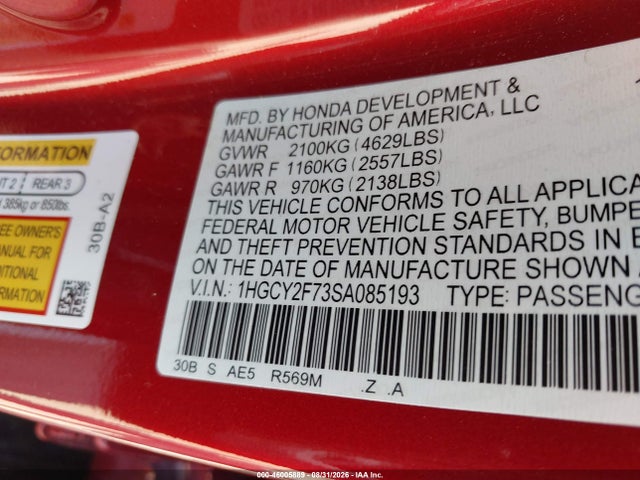 Продажа на аукционе авто 2025 Honda Accord Hybrid Sport-l, vin: 1HGCY2F73SA085193, номер лота: 46005889