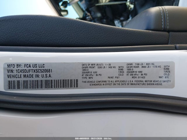Продажа на аукционе авто 2025 Dodge Durango Pursuit Awd, vin: 1C4SDJFTXSC520681, номер лота: 46005930