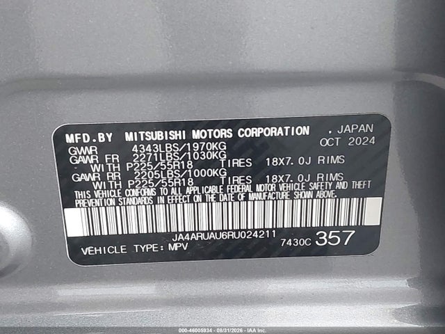 Продажа на аукционе авто 2024 Mitsubishi Outlander Sport 2.0 Es Awc/2.0 Le Awc/2.0 Ralliart Awc/2.0 S Awc/2.0 Se Awc/2.0 Trail Edition Awc, vin: JA4ARUAU6RU024211, номер лота: 46005934