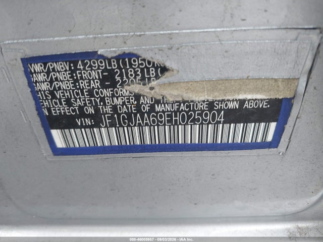 46005957 :رقم المزاد ، JF1GJAA69EH025904 vin ، 2014 Subaru Impreza 2.0i مزاد بيع