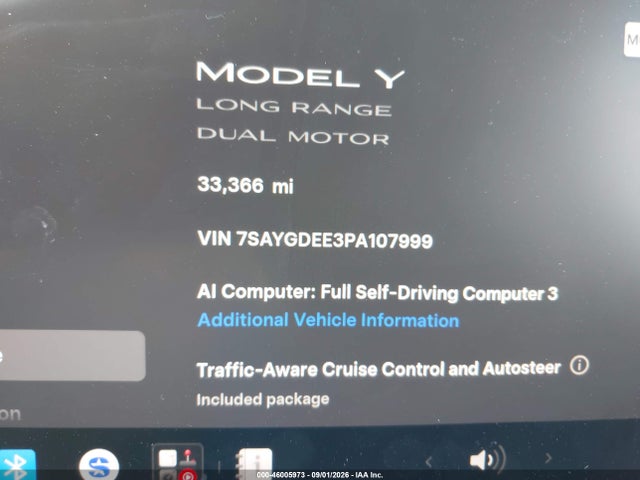 Продажа на аукционе авто 2023 Tesla Model Y Awd/long Range Dual Motor All-wheel Drive, vin: 7SAYGDEE3PA107999, номер лота: 46005973