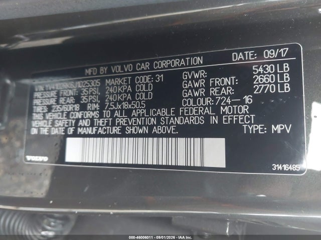 Продаж на аукціоні авто 2018 Volvo Xc60 T5 Momentum, vin: YV4102RK6J1025305, номер лоту: 46006011