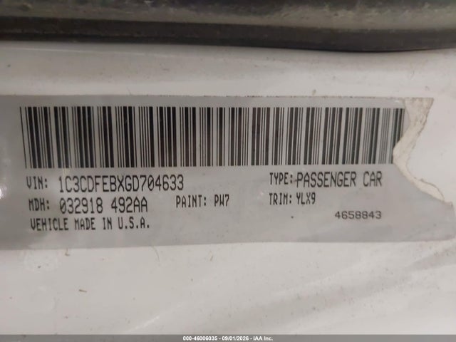 Продажа на аукционе авто 2016 Dodge Dart Gt, vin: 1C3CDFEBXGD704633, номер лота: 46006035