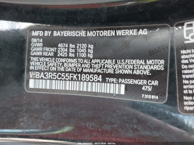 Aukcja sprzedaży 2015 Bmw 435i Xdrive, vin: WBA3R5C55FK189584, numer aukcji: 46006092
