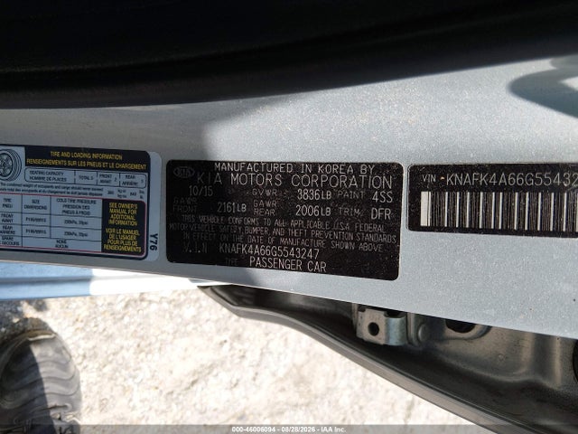 Aukcja sprzedaży 2016 Kia Forte Lx, vin: KNAFK4A66G5543247, numer aukcji: 46006094