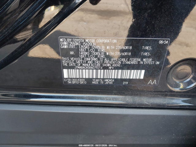 Продаж на аукціоні авто 2024 Toyota Bz4x Xle, vin: JTMABACA5RA079214, номер лоту: 46006125