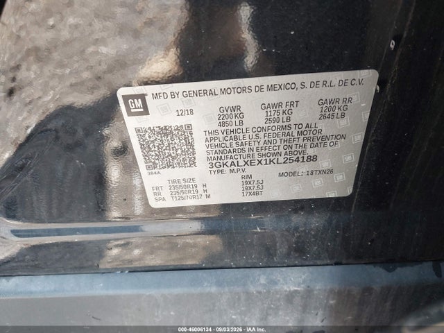 2019 Gmc Terrain Denali მანქანა იყიდება აუქციონზე, vin: 3GKALXEX1KL254188, აუქციონის ნომერი: 46006134