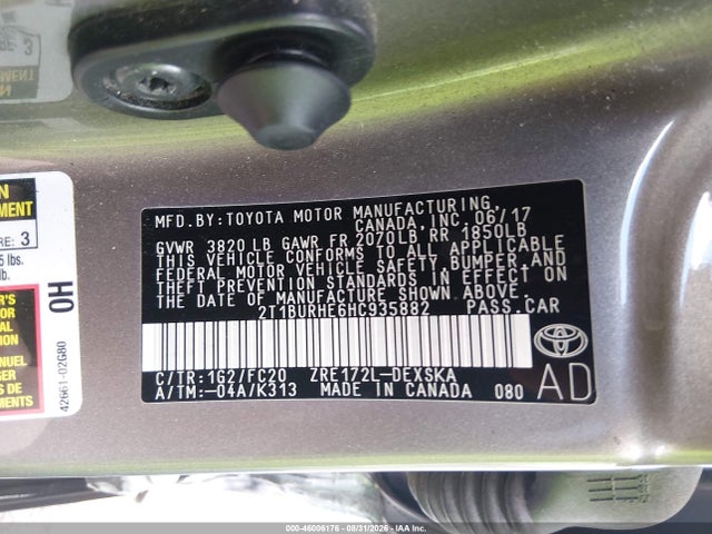 Продаж на аукціоні авто 2017 Toyota Corolla Se, vin: 2T1BURHE6HC935882, номер лоту: 46006176