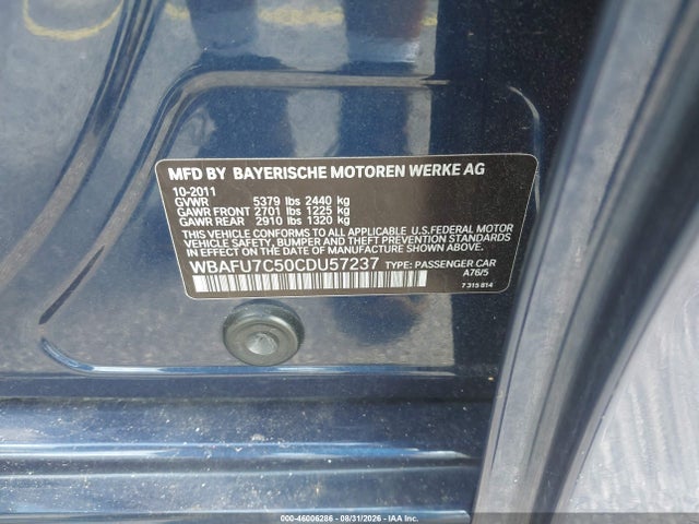 46006286 :رقم المزاد ، WBAFU7C50CDU57237 vin ، 2012 Bmw 535i Xdrive مزاد بيع