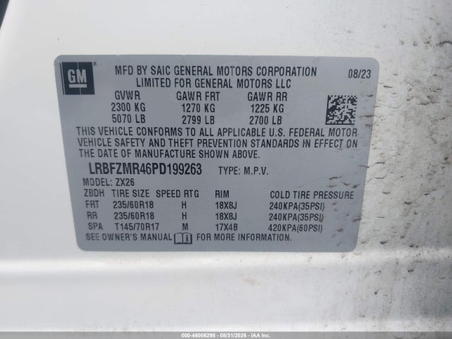 2023 Buick Envision Preferred Awd მანქანა იყიდება აუქციონზე, vin: LRBFZMR46PD199263, აუქციონის ნომერი: 46006298
