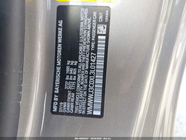 Продажа на аукционе авто 2020 Mini Convertible Cooper, vin: WMWWJ3C0XL3L01427, номер лота: 46006357