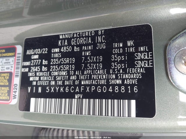 2023 Kia Sportage X-line მანქანა იყიდება აუქციონზე, vin: 5XYK6CAFXPG048816, აუქციონის ნომერი: 46006451