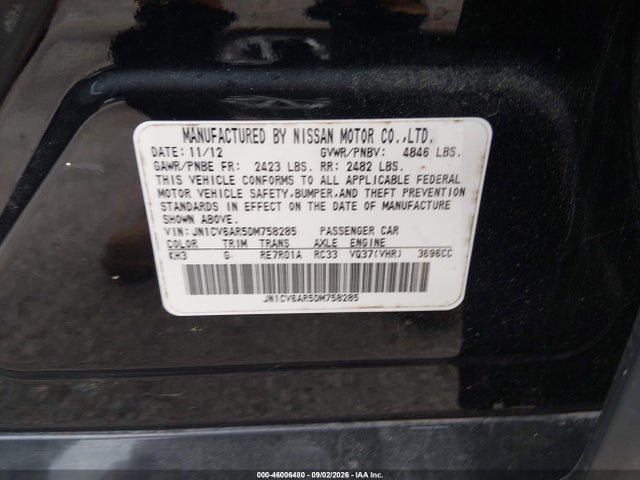Продаж на аукціоні авто 2013 Infiniti G37x, vin: JN1CV6AR5DM758285, номер лоту: 46006480